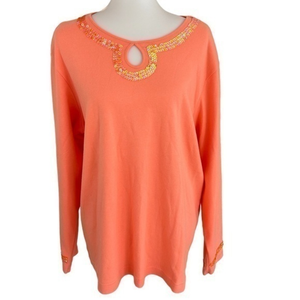 Quacker Factory sequin detailed long sleeve top